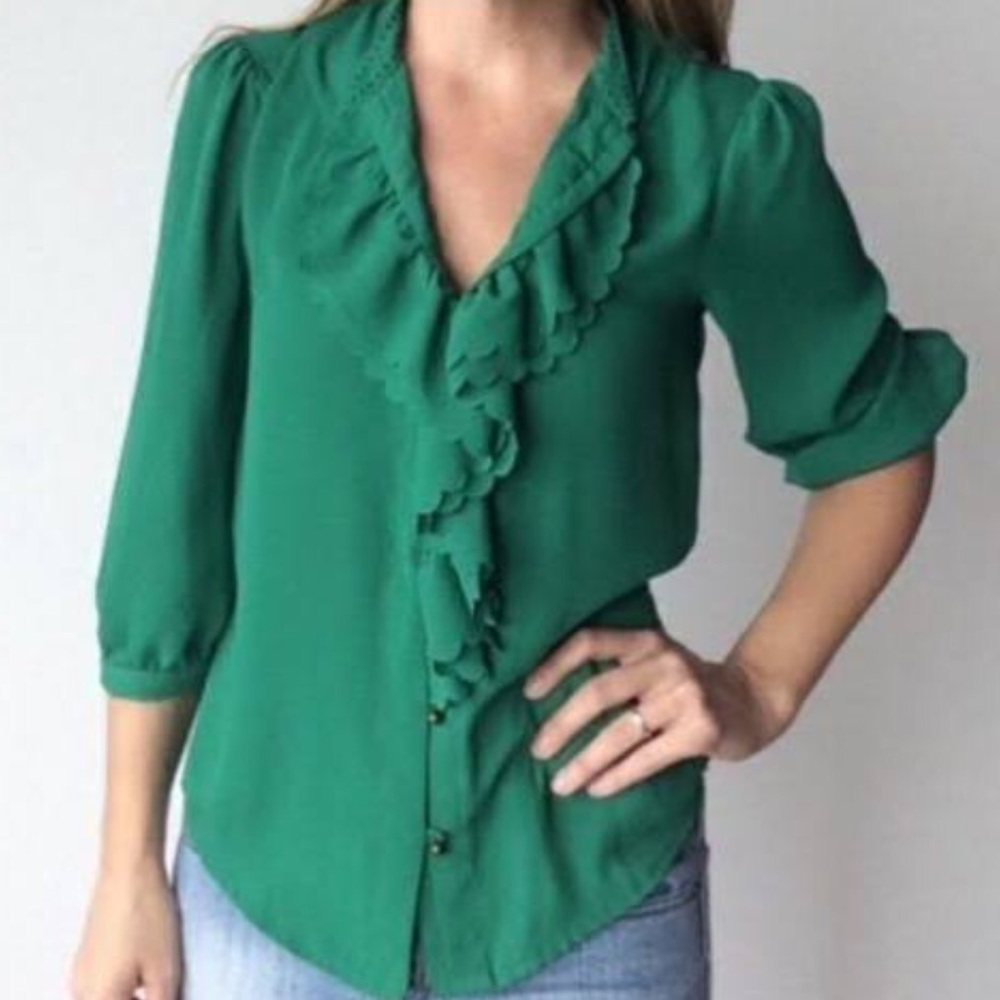Anthropologie Hd In Paris Ruffled Picea Blouse